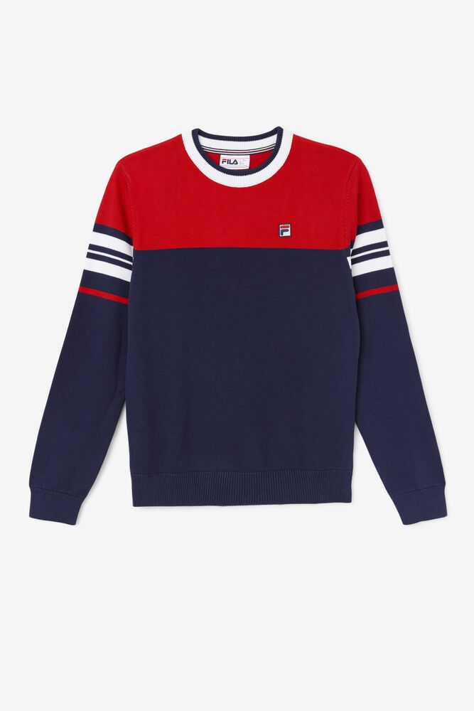 Fila Sweatshirt Mens Navy/Red - Everly Sweater - Philippines 5189624-QR